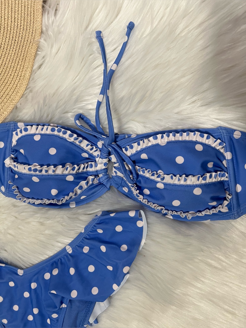 Blue Polka Dot womens Swim Bikini Set - Picture 3 of 11